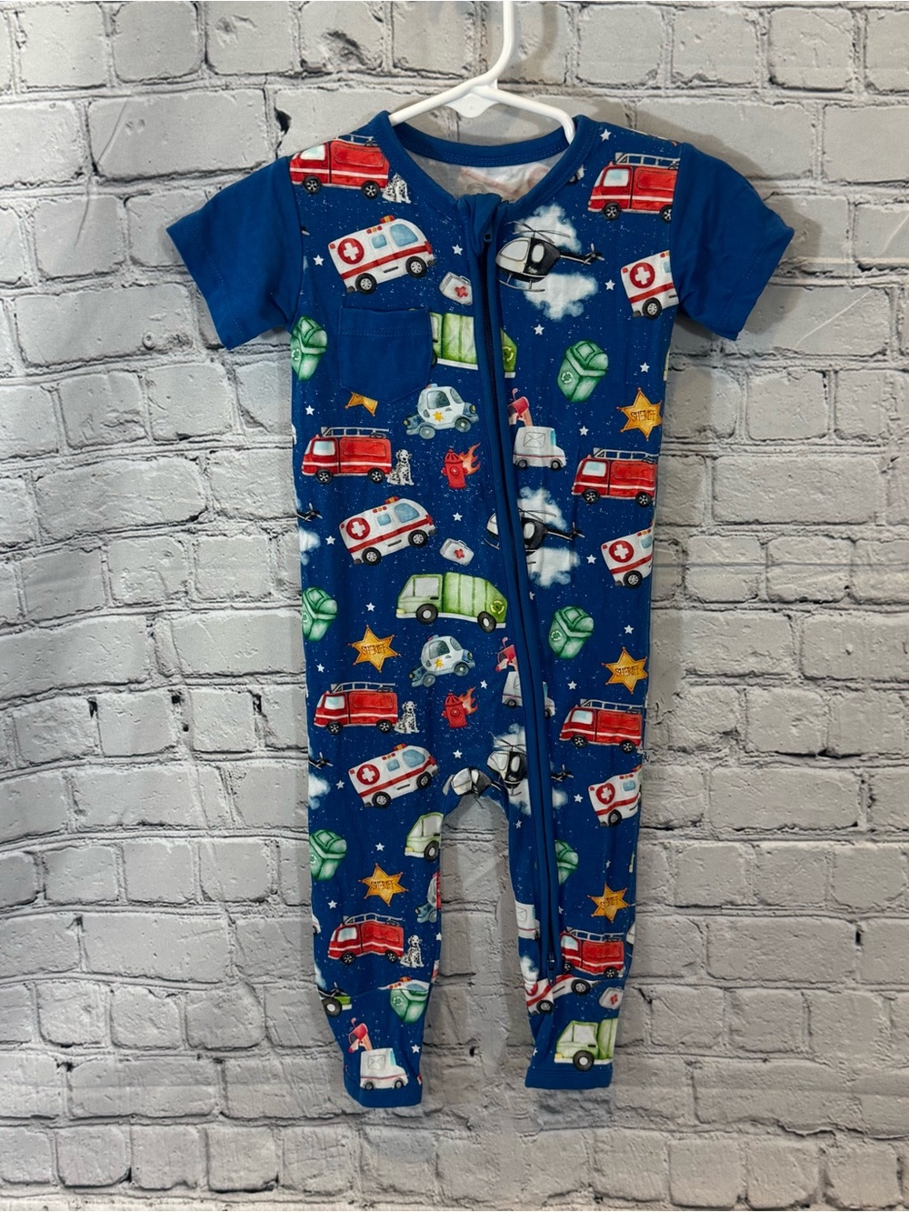Bamboo Necessities Vehicles Short Sleeve Bamboo Zippie Romper